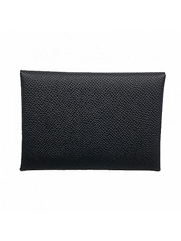 Hermès Hermes Calvi Duo Wallet/Coin Case, Veau Epsom Leather, Black, W Stamp, Men's/Women's (view 1)