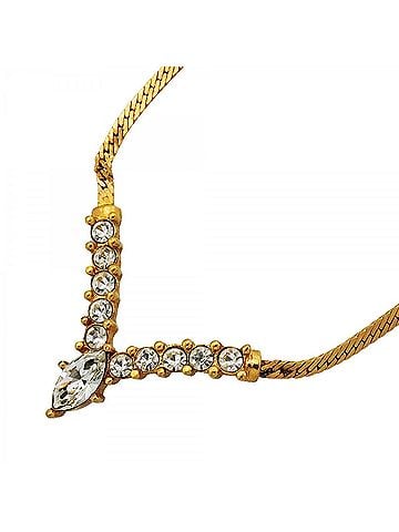 Christian Dior Christian Dior Necklace, GP Plated, Rhinestone, Gold, Women's (view 1)