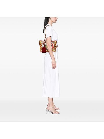 Dolce & Gabbana Snakeskin Embossed Leather Trimmed Canvas Carretto Print Capri Tote (view 2)