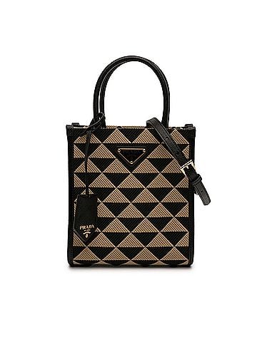 Prada Mini Embroidered Jacquard Symbole Triangolo Satchel (view 1)