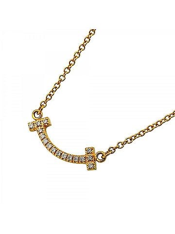 Tiffany & Co. Tiffany & Co. T Smile Mini Necklace, 18K Yellow Gold, Diamond, Women's (view 1)