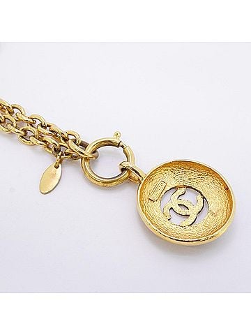 Chanel Chanel Necklace, Coco Mark Circle, GP Plated Gold, Women's (view 2)