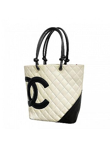 Chanel Chanel Cambon Lambskin Tote Bag, White, Women's, P2926875 (view 1)