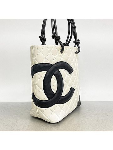 Chanel Chanel Cambon Lambskin Tote Bag, White, Women's, P2926875 (view 2)
