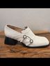 Nodaleto 100% Leather 100% Snakeskin Snake Print Ivory Heels Size 8 1/2 - photo 8