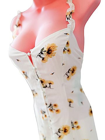 Trixxi Heirloom Garden Romance golden floral cottagecore button front maxi  Casual Dress (view 2)