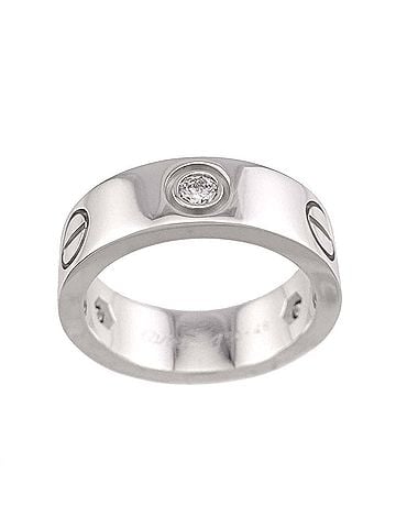 Cartier Cartier Love Ring #48, Half Diamond 3P, 18K WG White Gold 750. (view 2)