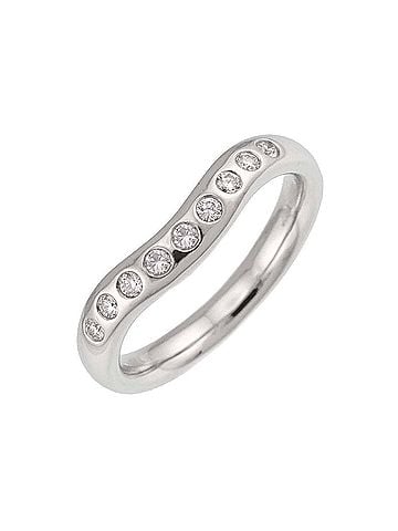 Tiffany & Co. Tiffany & Co. Wide Curved Band Ring with Diamonds, Platinum (Pt) (view 1)