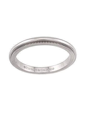 Tiffany & Co. Tiffany & Co. Milgrain Ring, 2mm wide, Platinum, Together. (view 2)