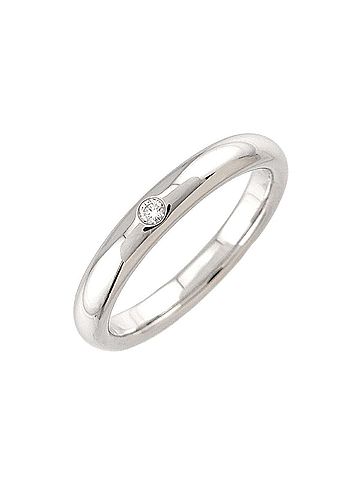 Tiffany & Co. Tiffany & Co. Stacking Band Ring with 1 Diamond, Platinum. (view 1)