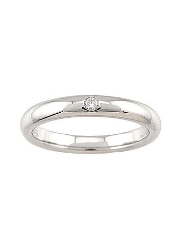 Tiffany & Co. Tiffany & Co. Stacking Band Ring with 1 Diamond, Platinum. (view 2)