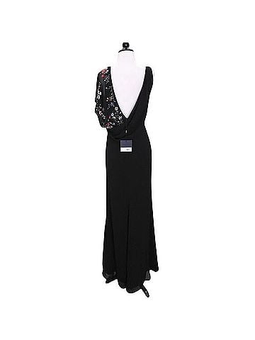 IEENA for Mac Duggal Mac Duggal 26530 Beaded Floral Faux Wrap Gown Black Multicolor Slit Dress Size 2 Cocktail Dress (view 2)