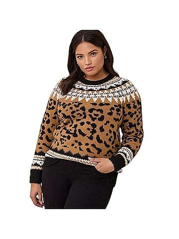 Torrid Vegan Cashmere Leopard Sweater Pullover Sweater (view 1)