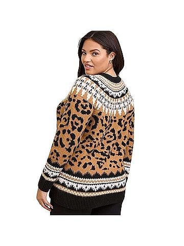Torrid Vegan Cashmere Leopard Sweater Pullover Sweater (view 2)