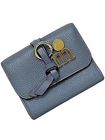 Chloé Chloé Chloe Tri-fold Wallet Mini Trifold Blue Light CHC21WP718F576J5 Alphabet Charm Leather 01-23-68-65 D2XZZ29 (view 1)