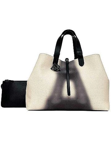 Christian Dior Christian Dior Toujours Large Tote Bag, White/Black, M2820SZBF, Eiffel Tower design, Canvas/Leather, 19-MA-0224 (view 1)