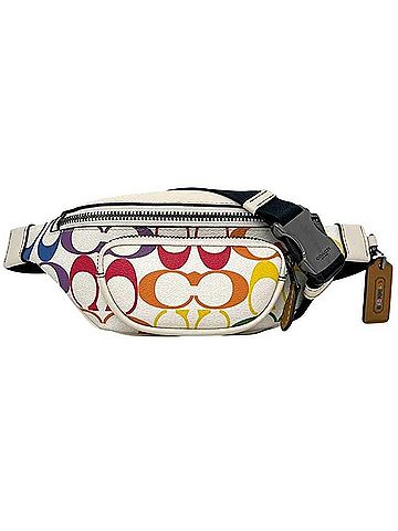 Coach Coach Mini Body Bag, White, Multicolor Signature CJ682, Crossbody, PVC Leather, COACH (view 2)