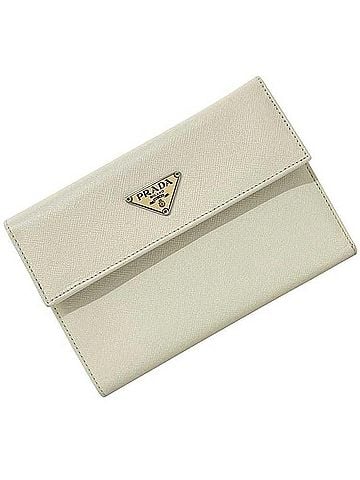 Prada Prada Tri-fold Wallet, White, TALCO M510A, Saffiano Leather, Size 8, PRADA (view 2)