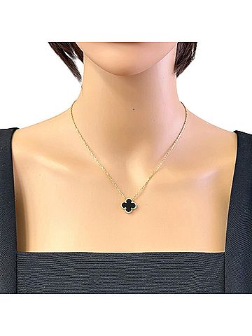 Van Cleef & Arpels Van Cleef & Arpels Vintage Enhambra Necklace, 18K Yellow Gold, Onyx, Women's. (view 2)