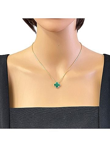 Van Cleef & Arpels Van Cleef & Arpels Vintage Enhambra Necklace, 18K Yellow Gold Malachite, Women's. (view 2)