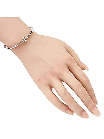 Tiffany & Co. Tiffany & Co. T One Narrow Hinge Bangle, 18K White Gold, Women's. (view 2)