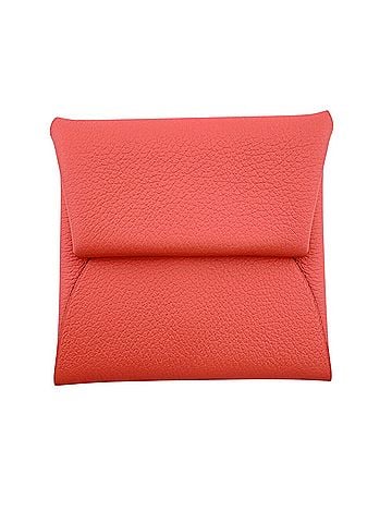 Hermès HERMES Bastia coin purse with silver hardware, flap, pink (view 1)