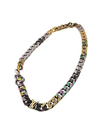 Louis Vuitton LOUIS VUITTON M69462 Collier Chain Links Spatches Mini Monogram Necklace Jewelry Gold (view 2)