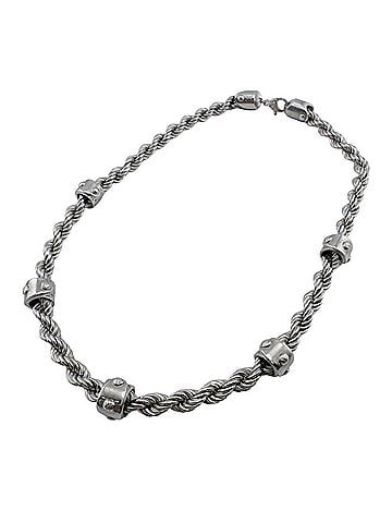 Louis Vuitton LOUIS VUITTON M01748 LV Rope Necklace Monogram Chain Jewelry Silver (view 2)