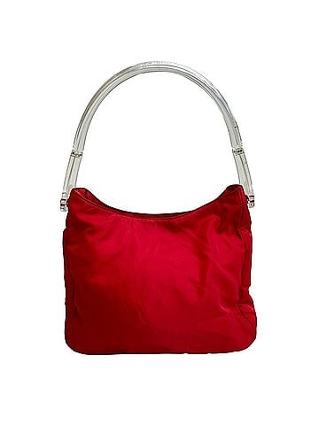 Prada PRADA One-Shoulder Bag, Plastic Handle, Triangle Logo Plate, Side Logo, Shoulder Red (view 2)