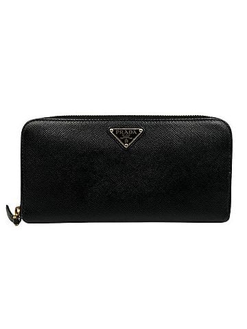 Prada PRADA Long Wallet 1ML506 Black Triangle Plate Saffiano Leather (view 1)