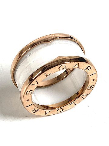Bvlgari BVLGARI Bulgari 18K Gold PG B-ZERO1 Ceramic Accessory Jewelry Platinum Ring Au750 Men's White 1 (view 2)
