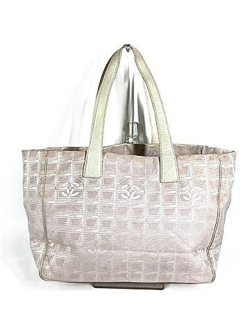 Chanel CHANEL A15991 CC Coco Mark Logo New Travel Line MM Shoulder Bag, Tote Leather, Nylon, Men's, Women's, Beige (view 1)