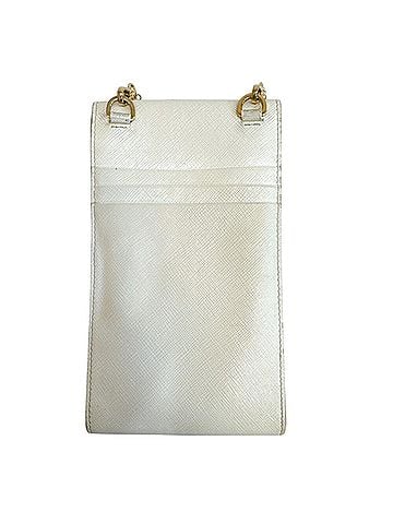 Prada PRADA Triangle Plate Chain Wallet Fragment Case Smartphone Pouch Logo Saffiano Shoulder Bag White (view 2)