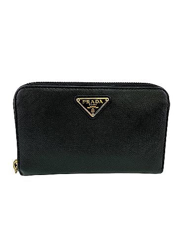 Prada PRADA 1M1157 Round Zipper Triangle Logo Bi-fold Wallet, Black (view 1)