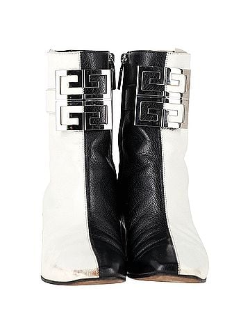 Givenchy  Givenchy 4G Two-Toned Ankle Boots in White and Black Leather (view 2)