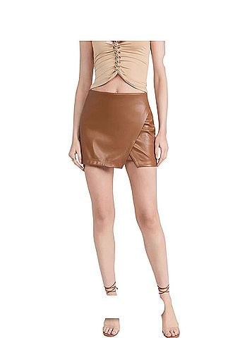 Alice + Olivia  Siobhan wrap mini skirt
Wrap Mini Skirt in Camel Faux Leather Skirt (view 2)