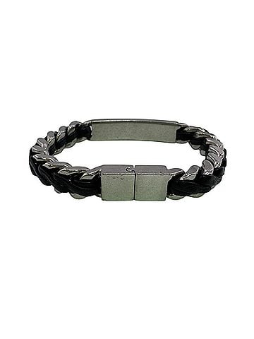 Saint Laurent SAINT LAURENT Curved Chain Bangle Bracelet, Silver (view 2)