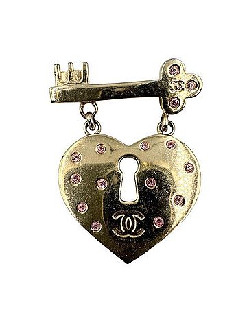 Chanel CHANEL Heart Brooch 02P Gold Key Motif (view 1)