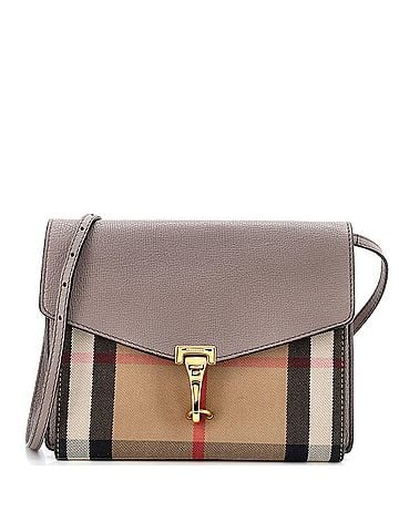 Burberry Macken Crossbody Bag Leather and House Check Canvas Small (view 1)