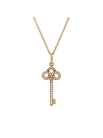 Tiffany & Co. Fleur de Lis Key Pendant Necklace 18K Yellow Gold and Diamonds Mini (view 1)