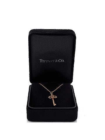 Tiffany & Co. Fleur de Lis Key Pendant Necklace 18K Yellow Gold and Diamonds Mini (view 2)