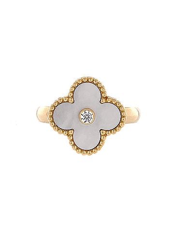 Van Cleef & Arpels Vintage Alhambra Ring 18K Yellow Gold with Mother of Pearl and Diamond (view 1)