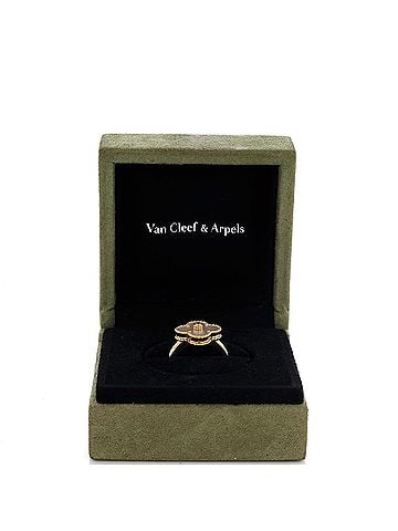 Van Cleef & Arpels Vintage Alhambra Ring 18K Yellow Gold with Mother of Pearl and Diamond (view 2)