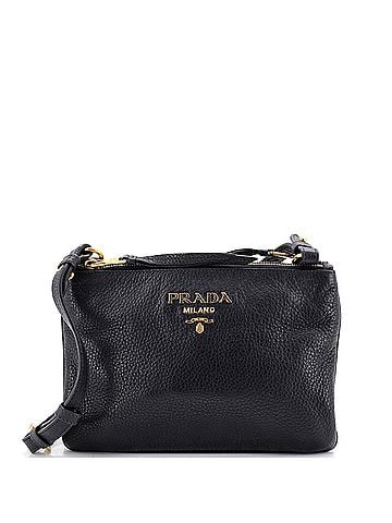 Prada Double Zip Crossbody Bag Vitello Daino Small (view 1)