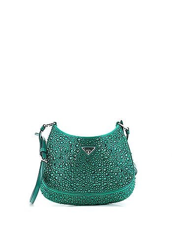 Prada Cleo Shoulder Bag Crystal Embellished Satin Small (view 1)