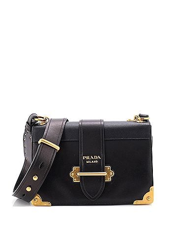Prada Cahier Crossbody Bag Leather and Saffiano Leather Large (view 1)