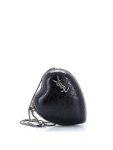 Saint Laurent Love Heart Chain Box Clutch Crocodile Embossed Leather (view 1)
