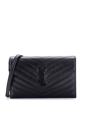 Saint Laurent Classic Monogram Wallet on Chain Matelasse Chevron Leather Small (view 1)