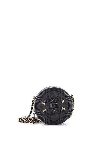 Chanel Filigree Round Clutch with Chain Quilted Caviar Mini (view 1)