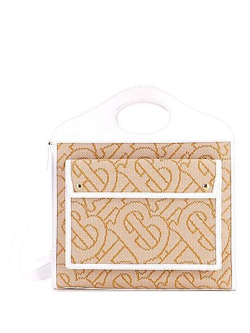 Burberry Logo Pocket Tote Woven Raffia and Canvas with Leather Medium (view 1)